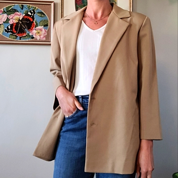 Vintage Jackets & Blazers - Vintage tan blazer jacket